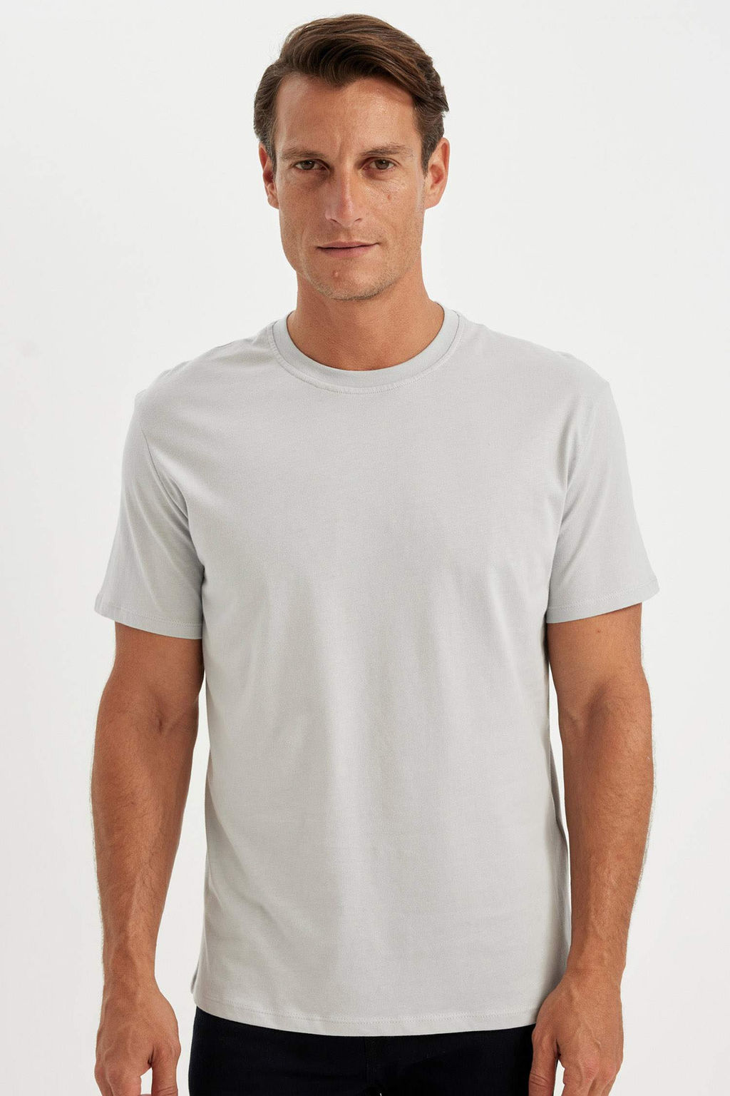 New Regular Fit Bisiklet Yaka Basic Duz %100 Pamuk K?sa Kollu Tisort - Defacto фото 3
