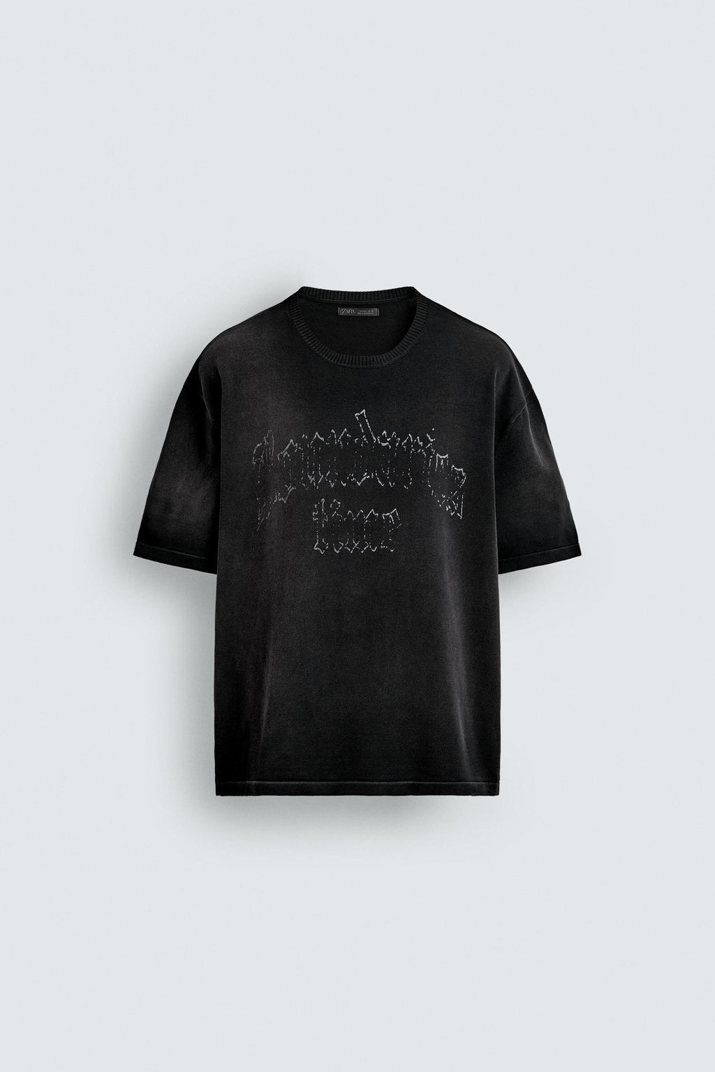CAMISETA PUNTO ESTAMPADO LAVADO / Negro