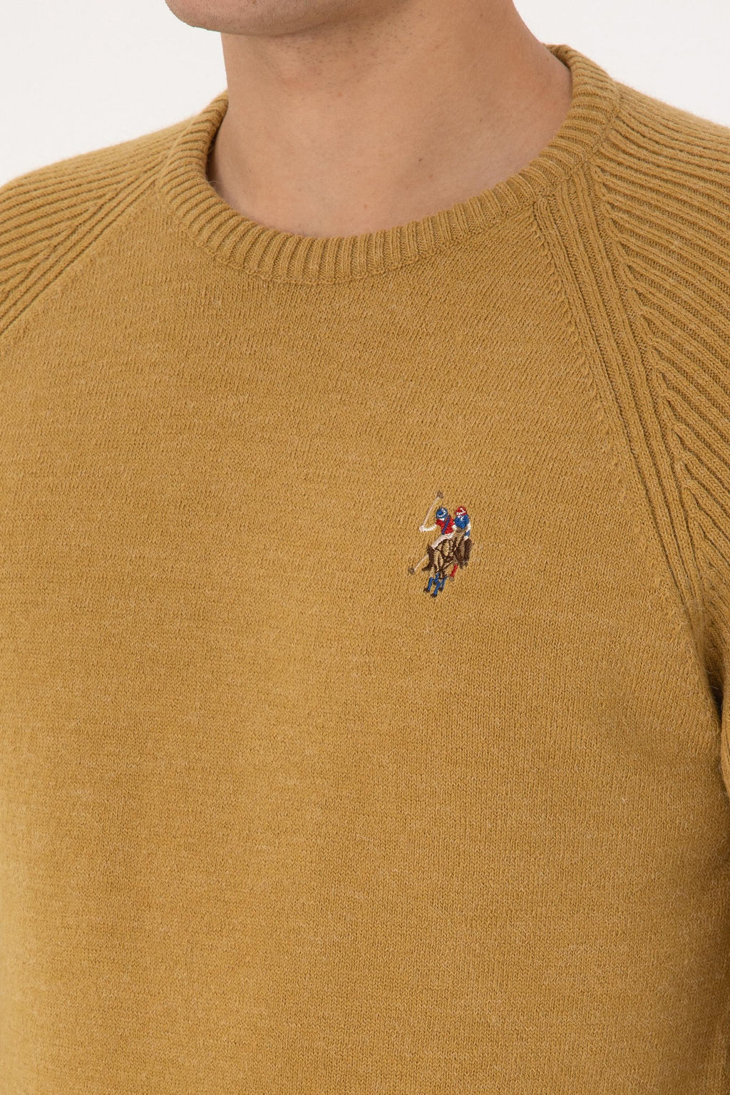 Erkek Regular Fit Bisiklet Yaka Hardal Kazak - U.s. polo assn фото 7