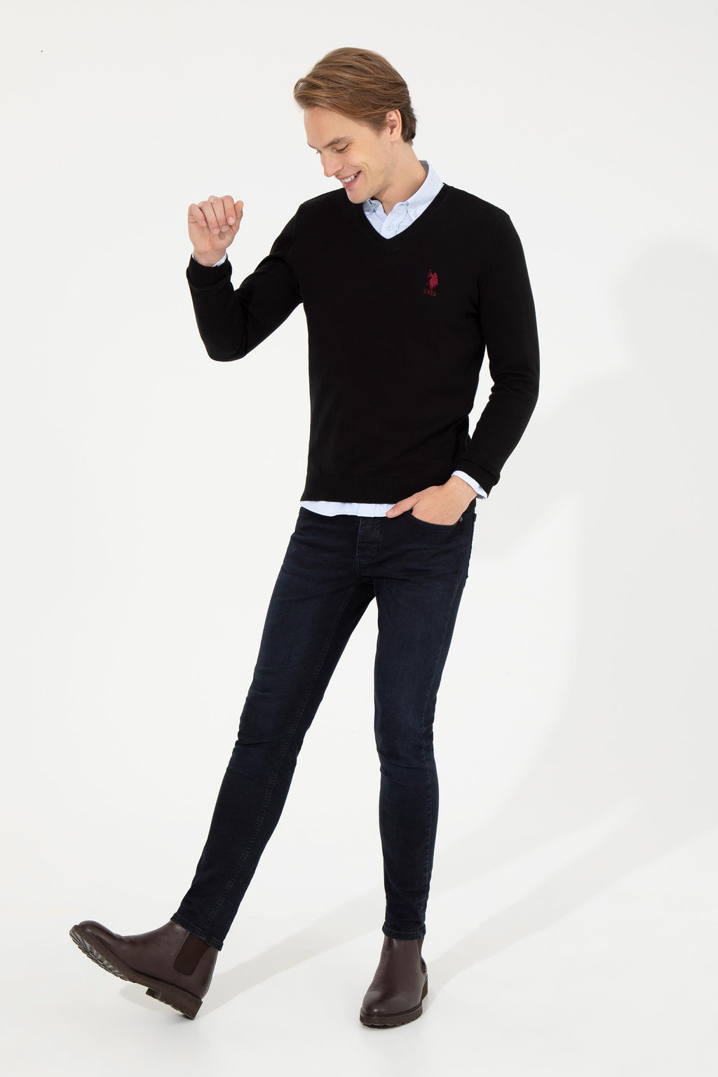 Мужской черный трикотажный свитер Basic - U.s. polo assn фото 14