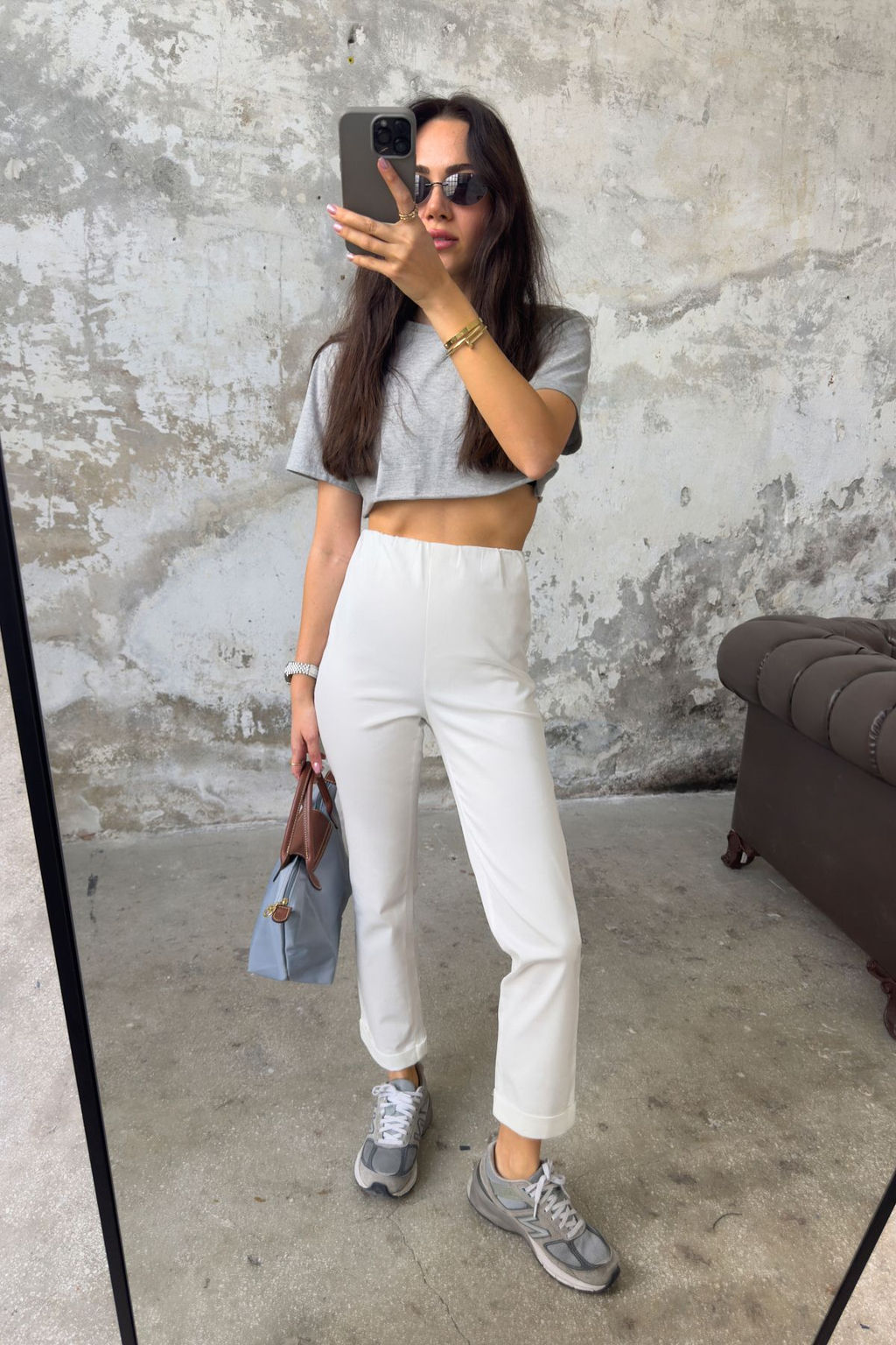 TRENDYOLMILLA Ekru Ic Gostermeyen Pamuklu Esnek Beli Lastikli Cigarette Pantolon TWOSS25PL00093