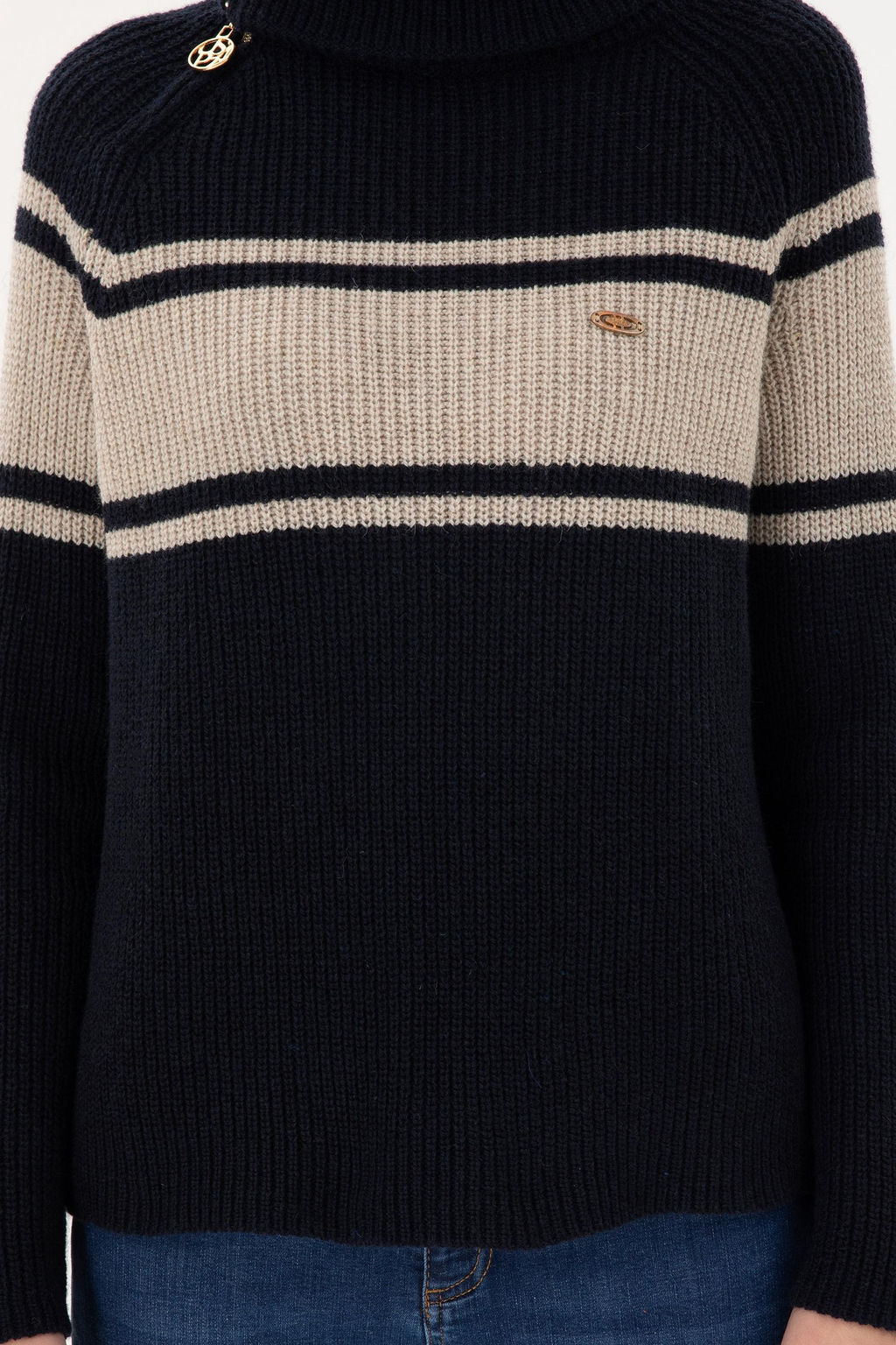 Женский темно-синий свитер с v-образным вырезом - U.s. polo assn фото 6