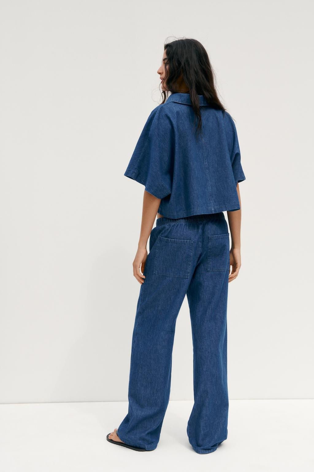 TRF DENIM PYJAMA TROUSERS - Zara фото 4