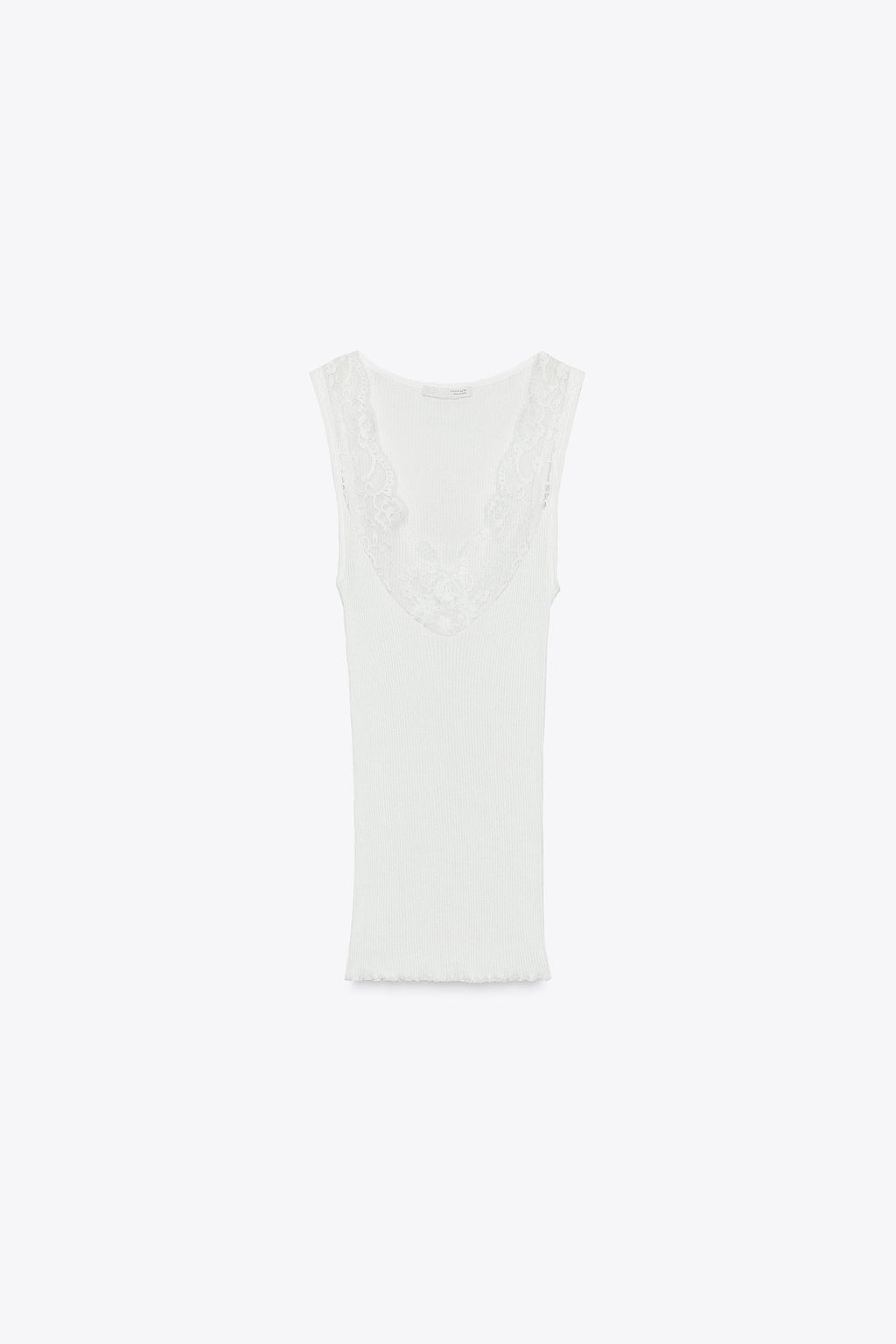 LACE RIBBED T-SHIRT - Zara фото 24