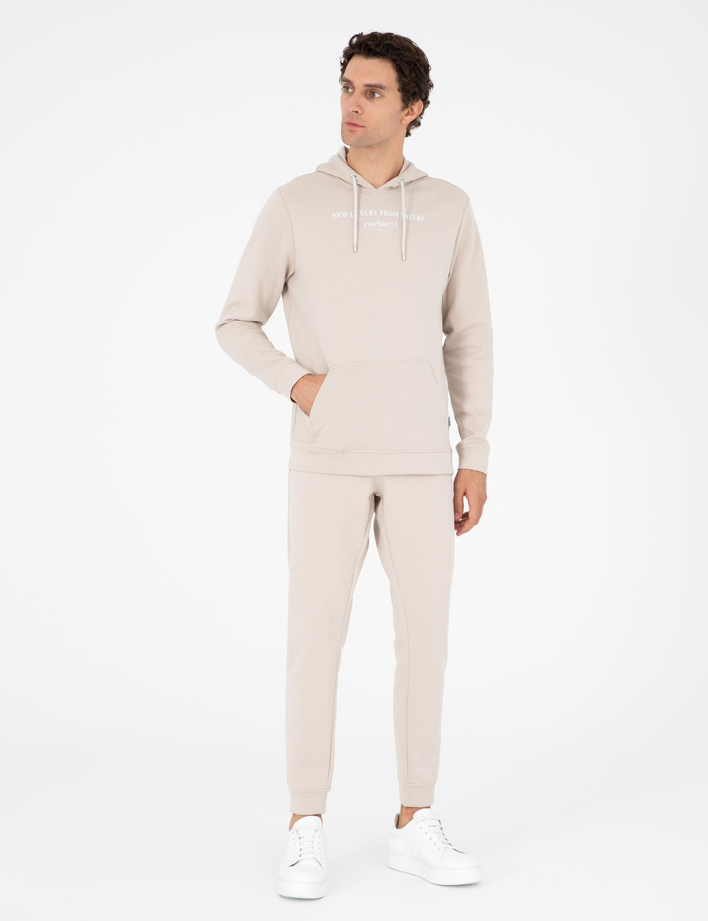 Bej Jogger Fit Pa_as_ Lastikli Pamuk Kar___ml_ E_ofman Alt_