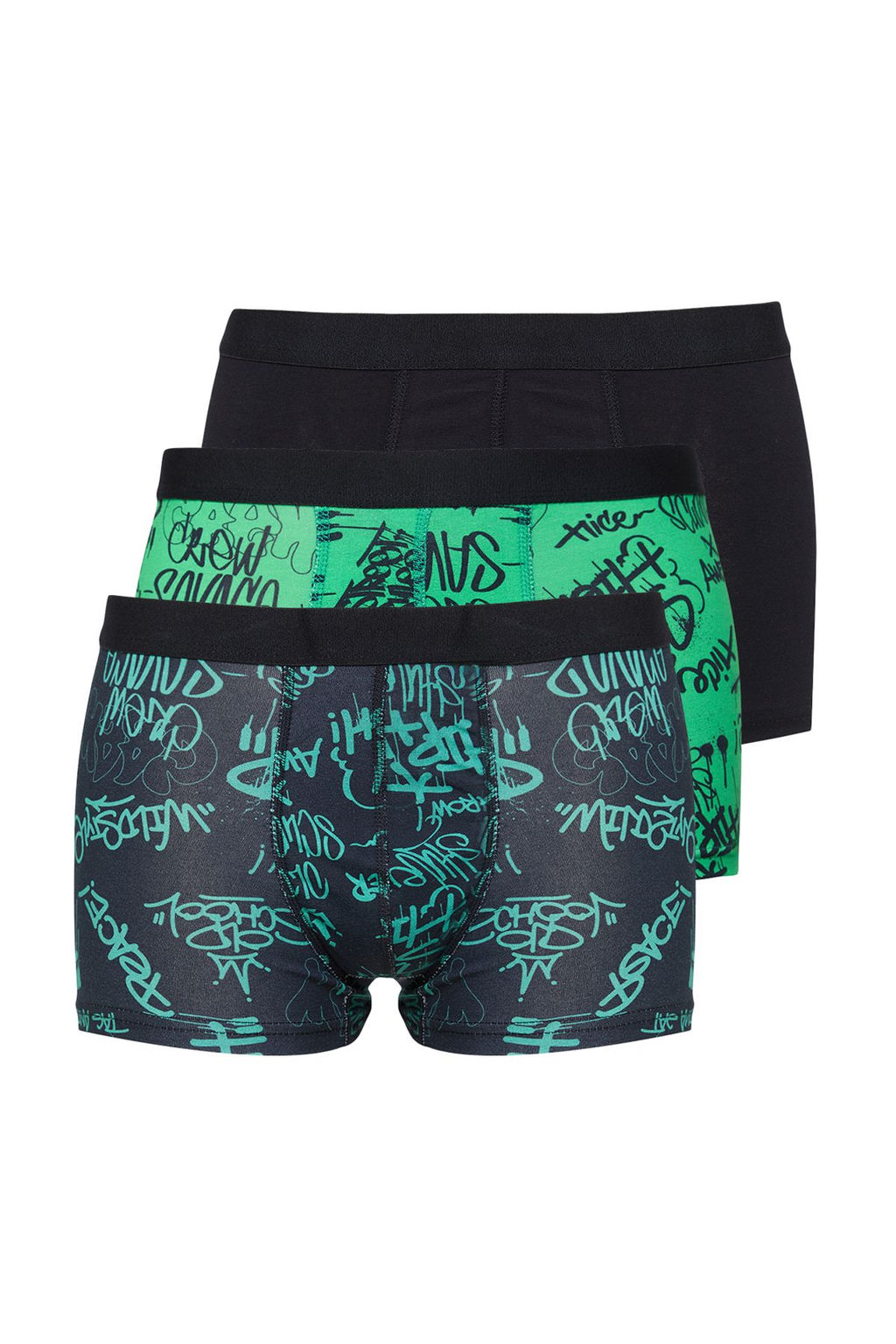 TRENDYOL MAN Cok Renkli 3lu Paket Desenli/Duz Pamuklu Boxer TMNAW25BX00010