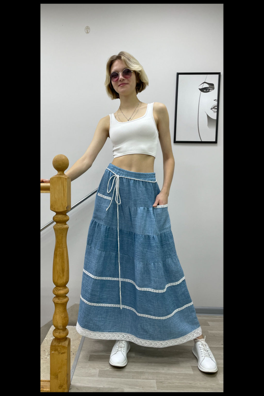 70% лен+30% хлопок ЯРУСНАЯ юбка - Новый лен фото 2