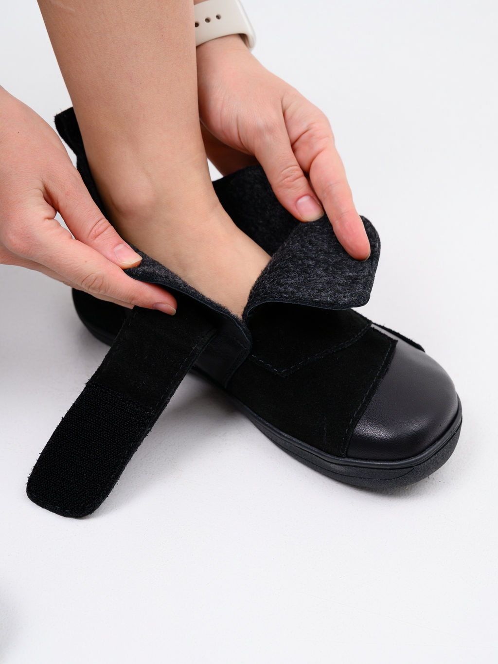 Ботинки женские демисезонные черные 206.NATAbl.Черная кожа+черная замша/Байка