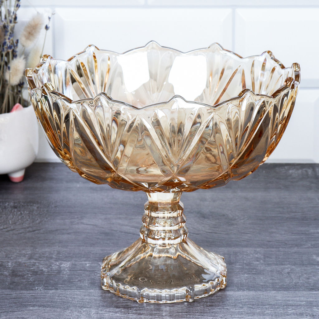 Ваза для сервировки 21x17 см на ножке / XH220 /уп 12/ шампань/дымчатая - Галеонтрейд фото 6