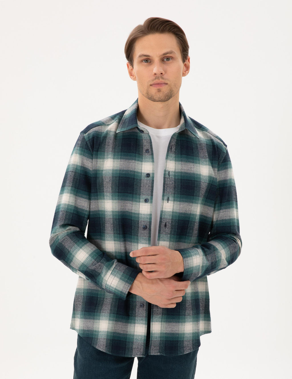 Ye_il Regular Fit Uzun Kollu Oduncu G_mlek