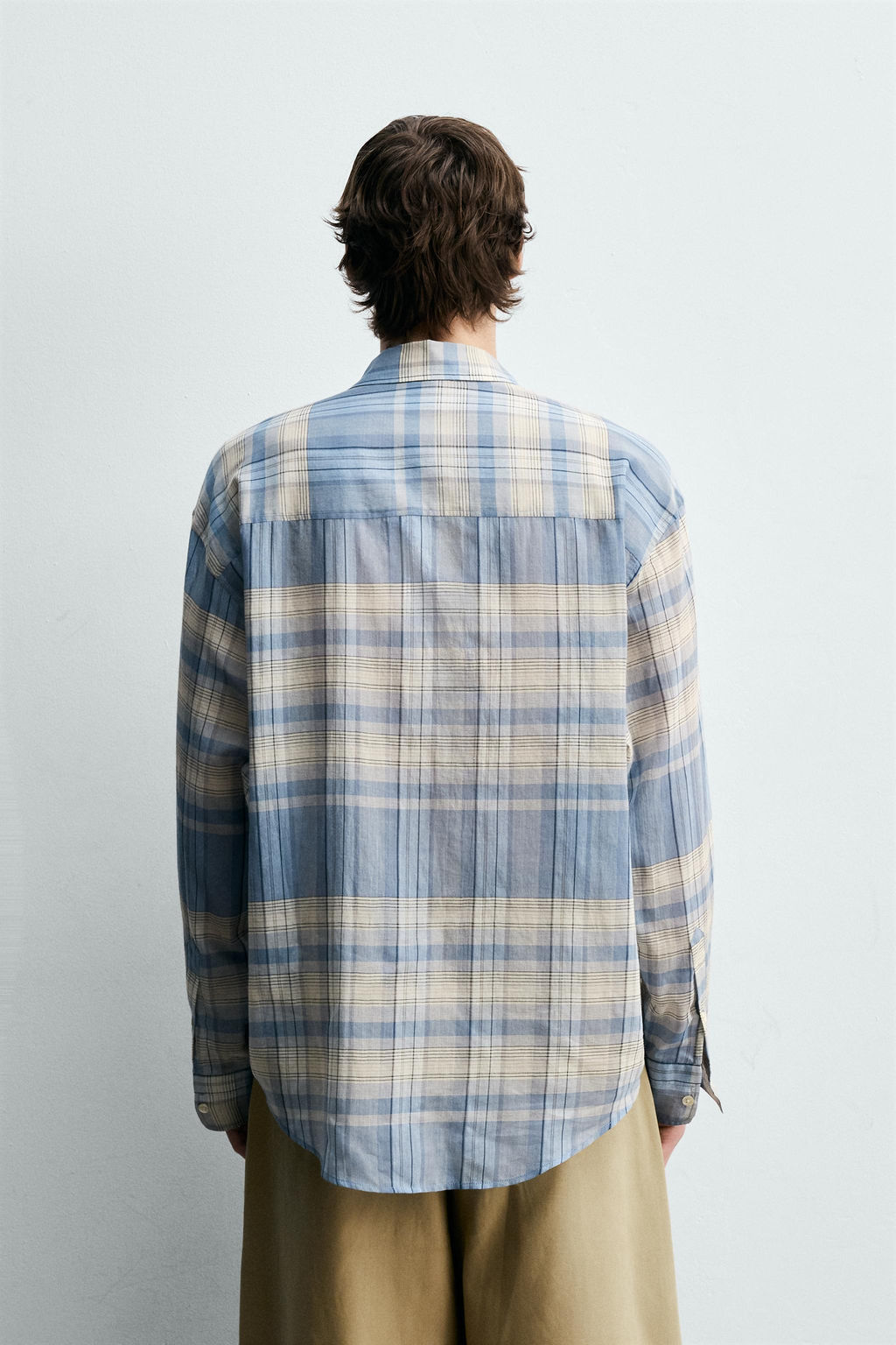 CAMISA RELAXED FIT CUADROS / Gris / Azul - Zara фото 3