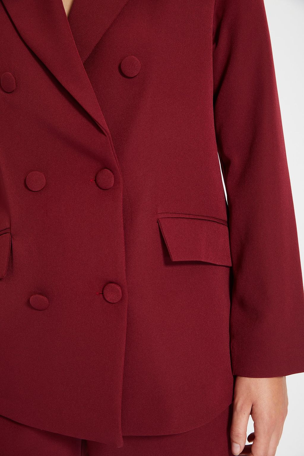 Bordo Regular Astarl? Dokuma Blazer Ceket TWOSS21CE0137