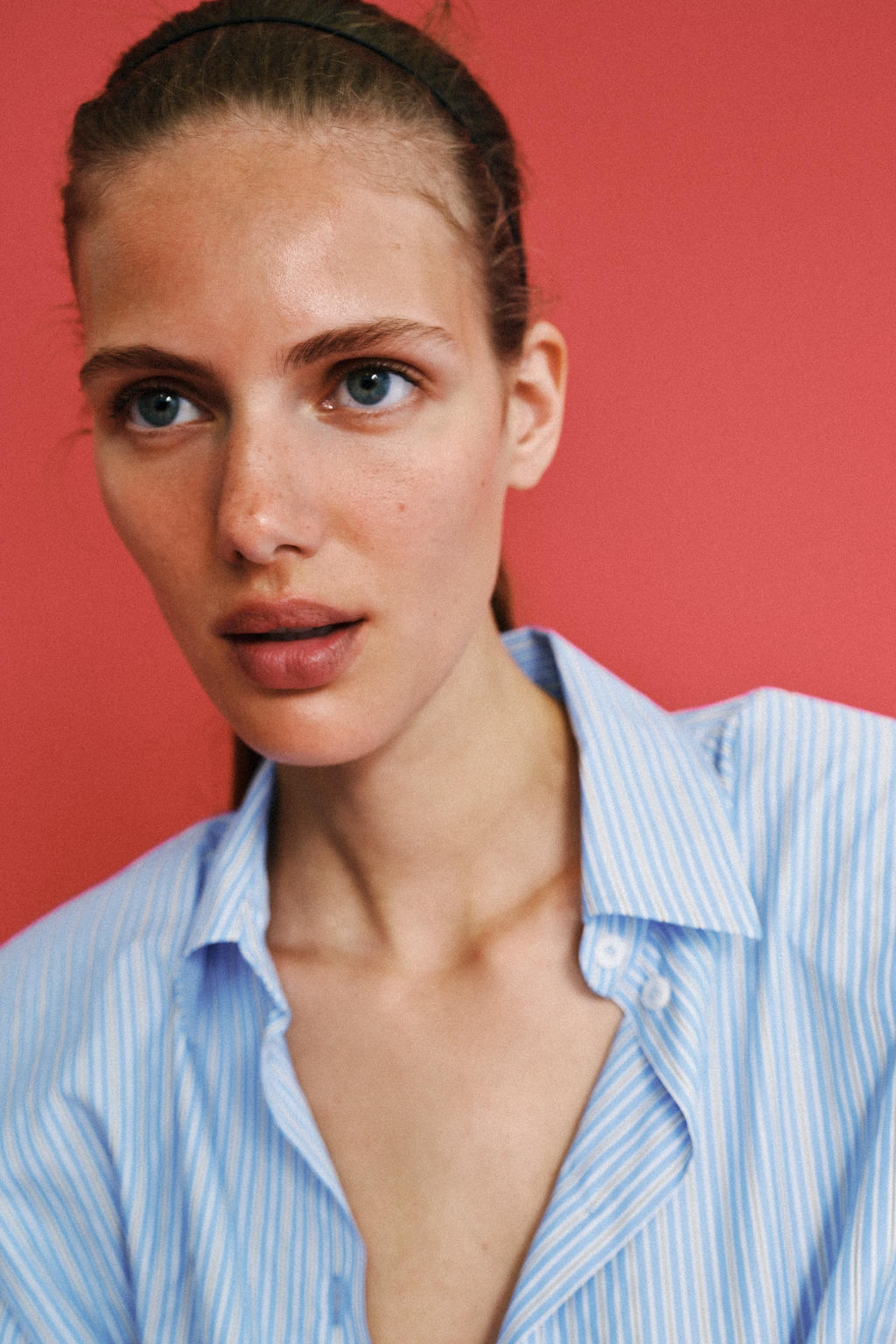 CAMISA RAYAS POPEL?N HOMBRERAS / Azul / Blanco - Zara фото 7