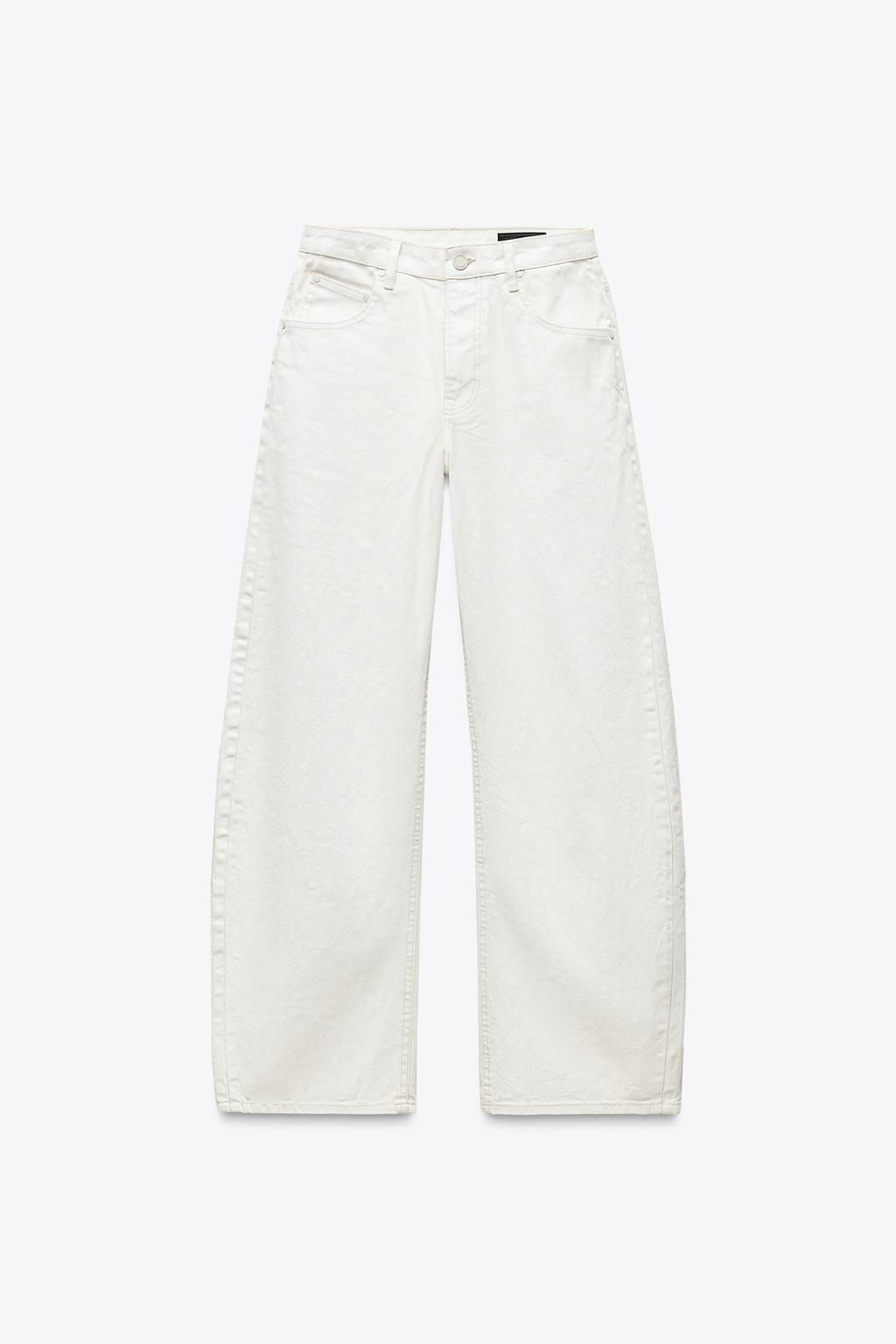 ZW COLLECTION TAPERED MID-WAIST WAXED CRACKLED JEANS - Zara фото 5