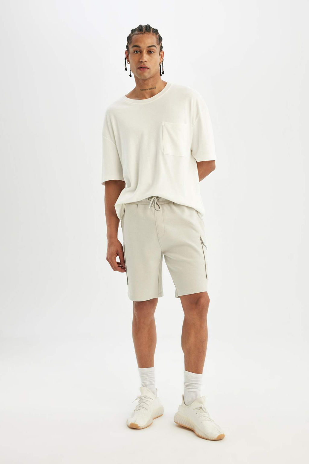 Slim Fit Dar Kesim Cepli Basic Duz Kargo Kapri Sort - Defacto фото 2