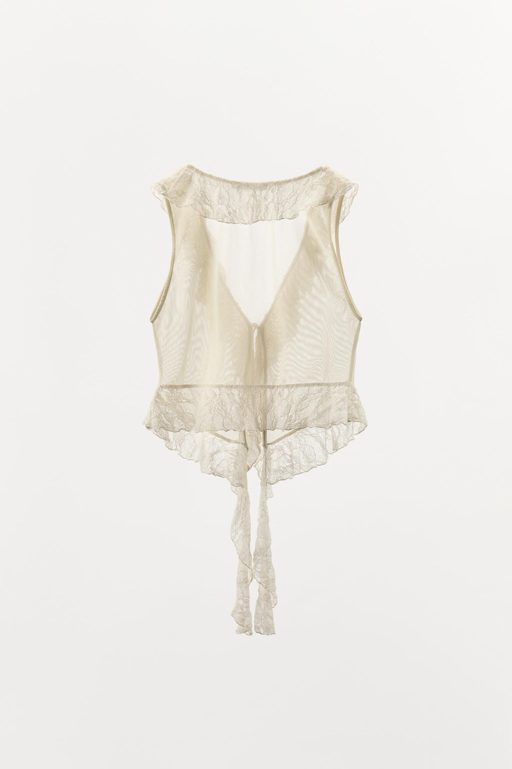 TOP COMBINADO ENCAJE VOLANTES / Crudo - Zara фото 8