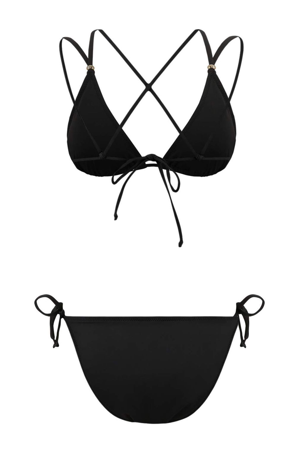 Siyah Ucgen Kapl? Aksesuarl? Dusuk Bel Regular Bikini Tak?m? TBESS26BT00048