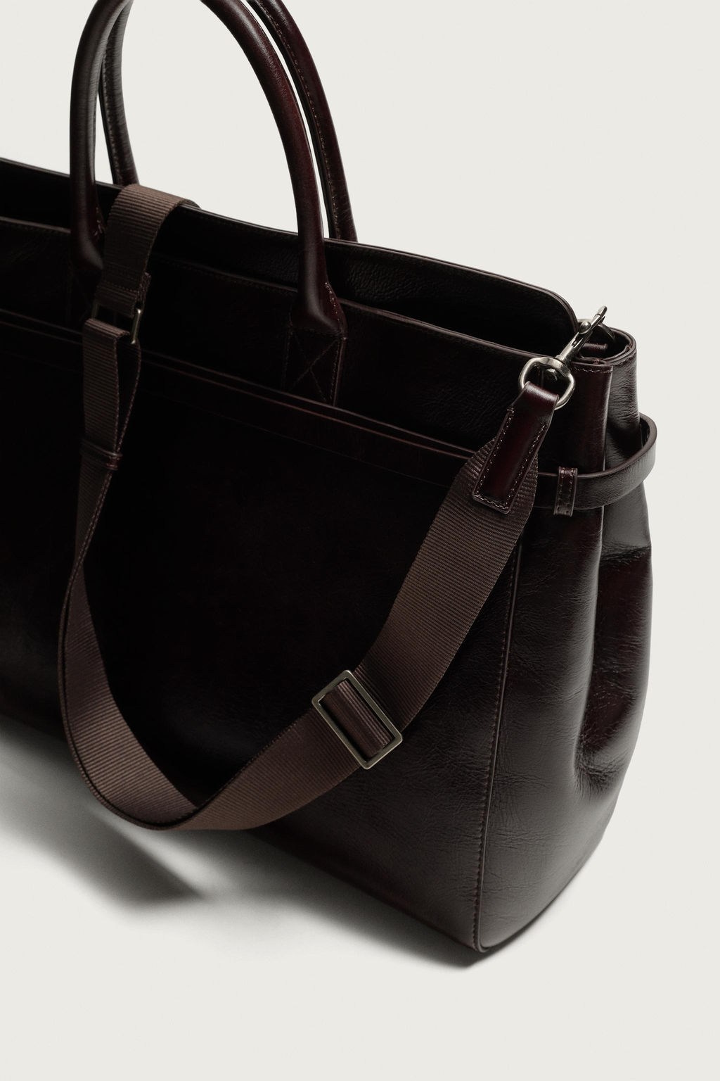 BOLSO SHOPPER PIEL / Marr?n - Zara фото 3