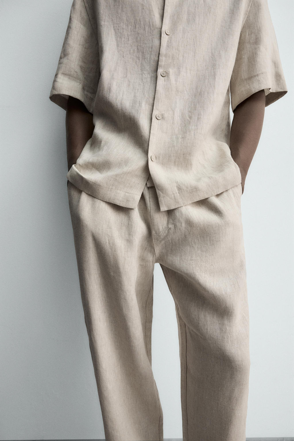 100% LINEN RELAXED FIT TROUSERS - Zara фото 15