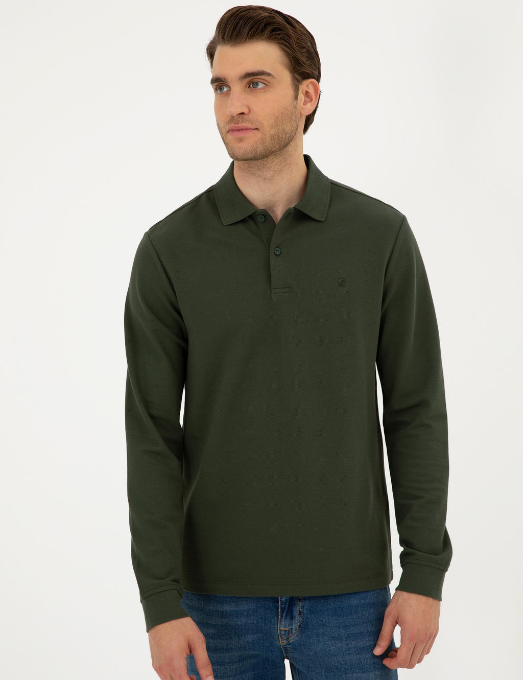 Koyu Ye_il Slim Fit Basic Sweatshirt - Pierre cardin фото 3