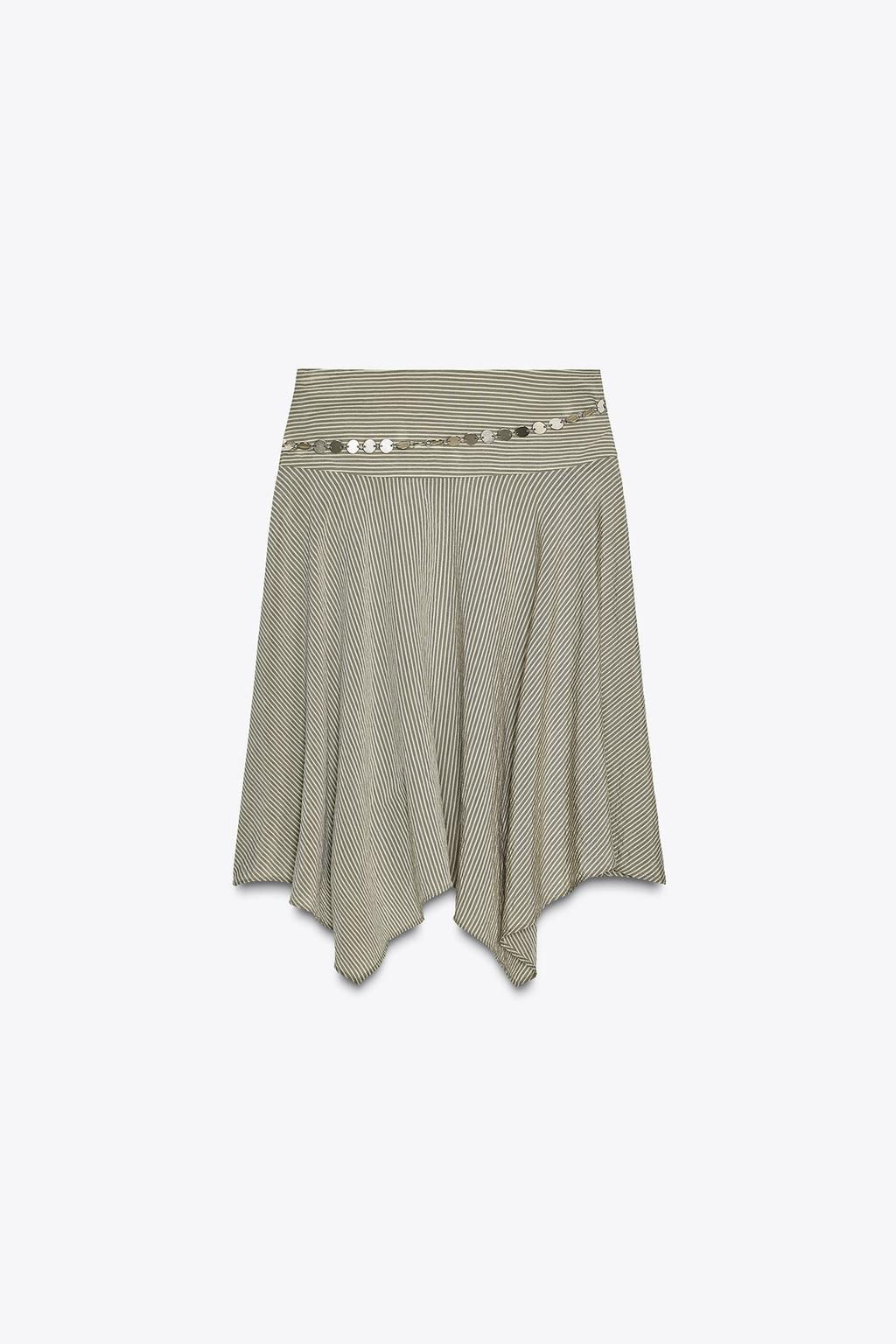 STRIPED ASYMMETRIC BELT MIDI SKIRT - Zara фото 4