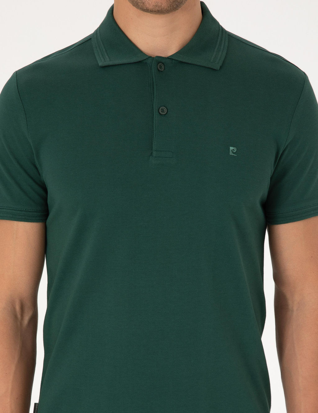 Koyu Ye_il Slim Fit %100 Pamuk K_vr_lmaz Polo Yaka Basic Ti__rt
