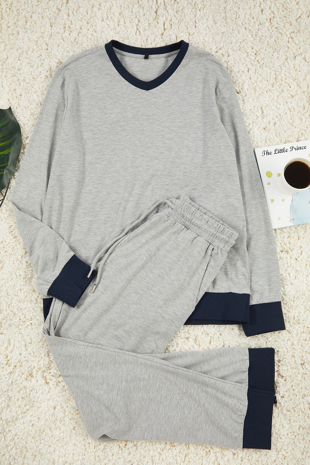 TRENDYOL MAN Erkek Gri Regular Fit Kontrast Ribanal? Orme Pijama Tak?m? TMNAW25PT00010 - Trendyolmilla фото 6