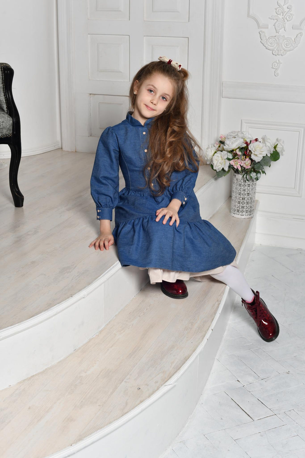 Платье МТ19-13 джинс +полоска хлопок