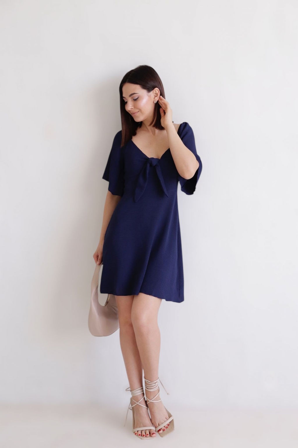 Martichelli Платье синее с завязками на груди  фото 7