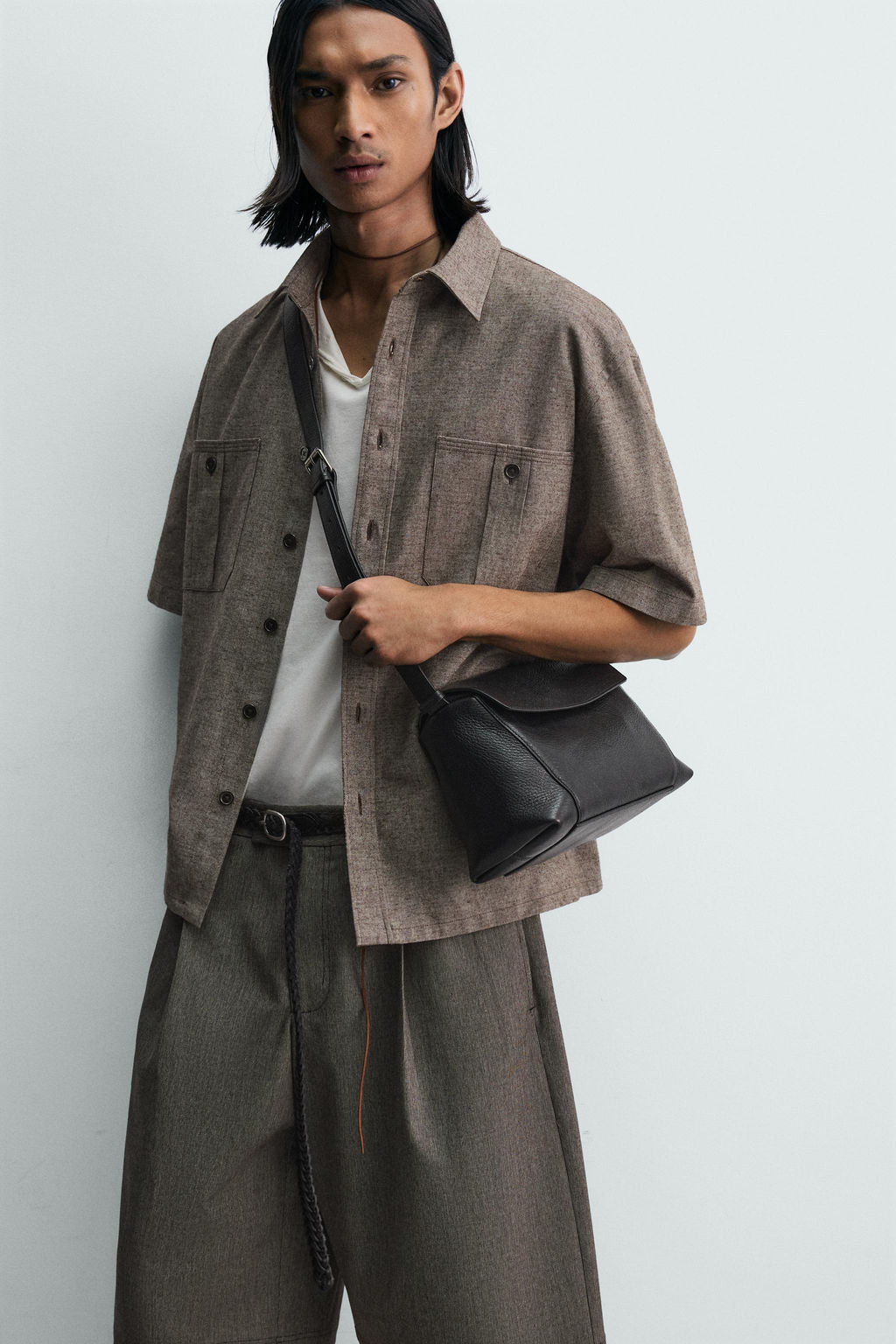 CAMISA OVERSIZE FIT BOLSILLOS / marr?n vigor? - Zara фото 5