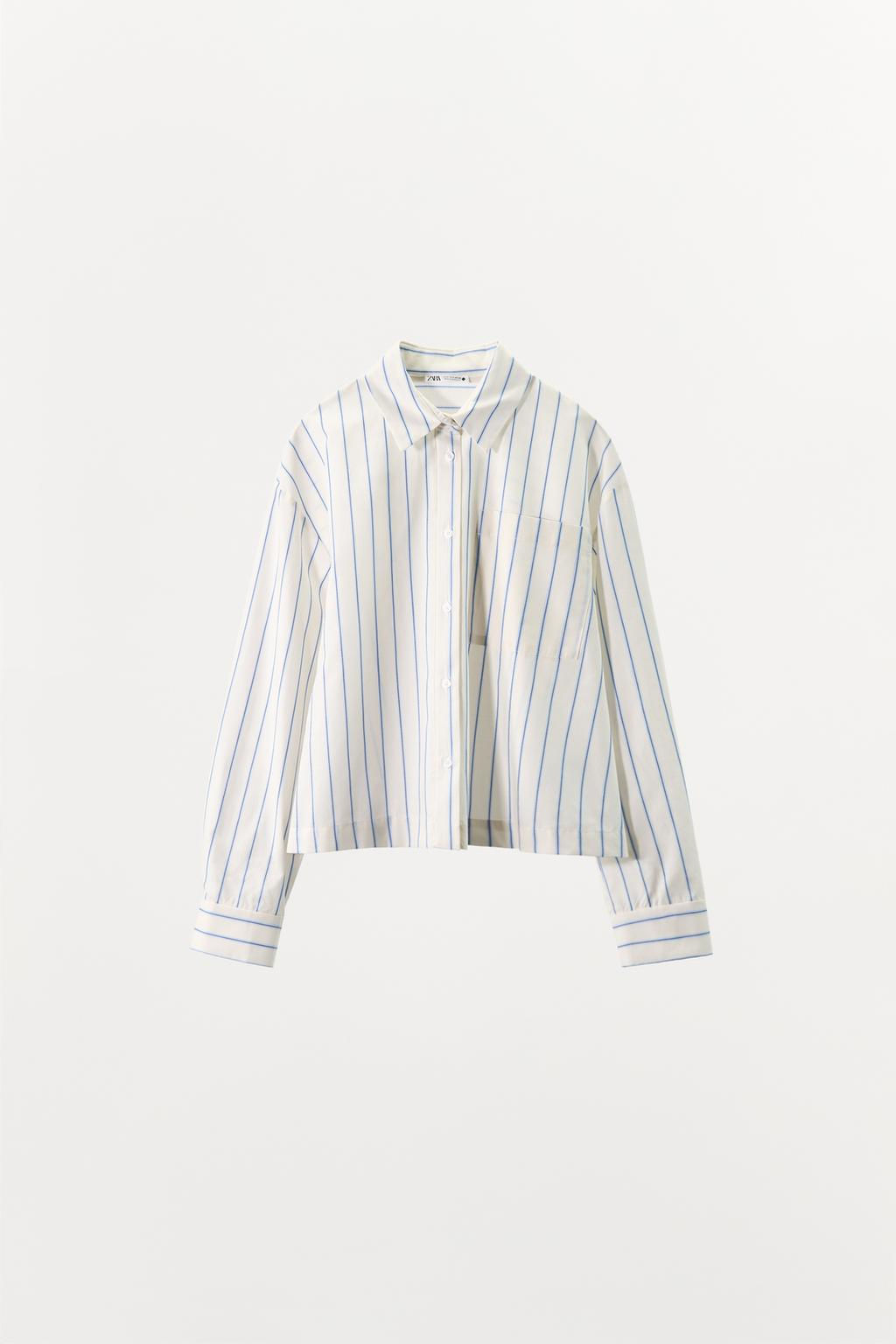 STRIPED CROP PYJAMA SHIRT - Zara фото 4