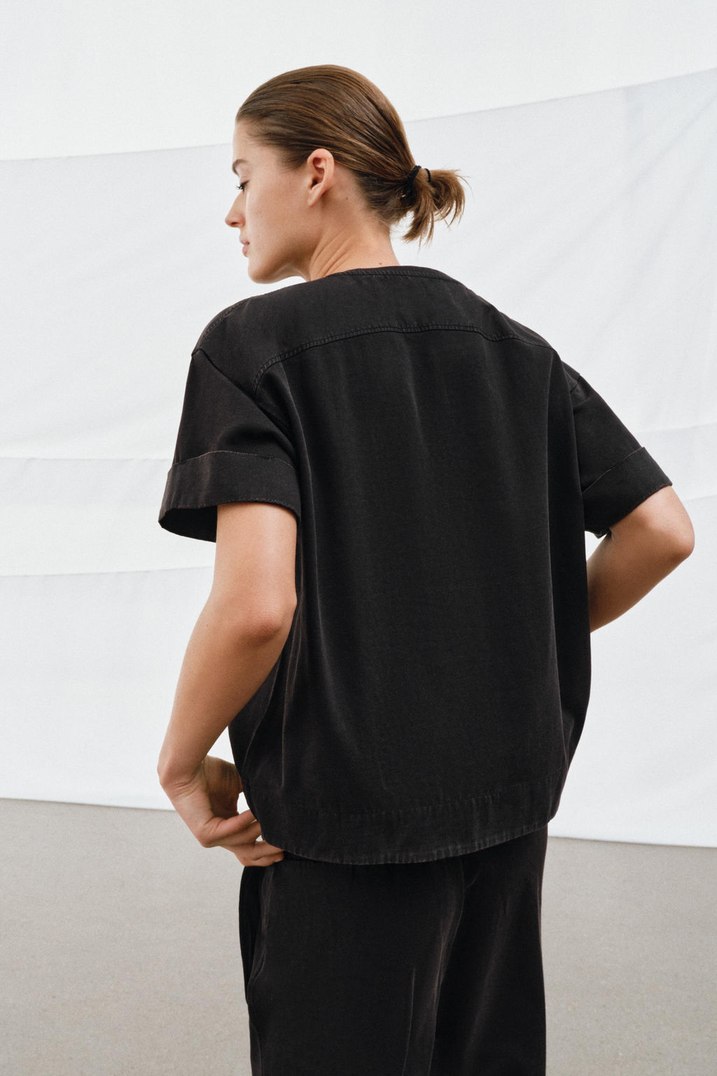 CAMISETA HEAVY COTTON MANGA CORTA / Negro - Zara фото 3