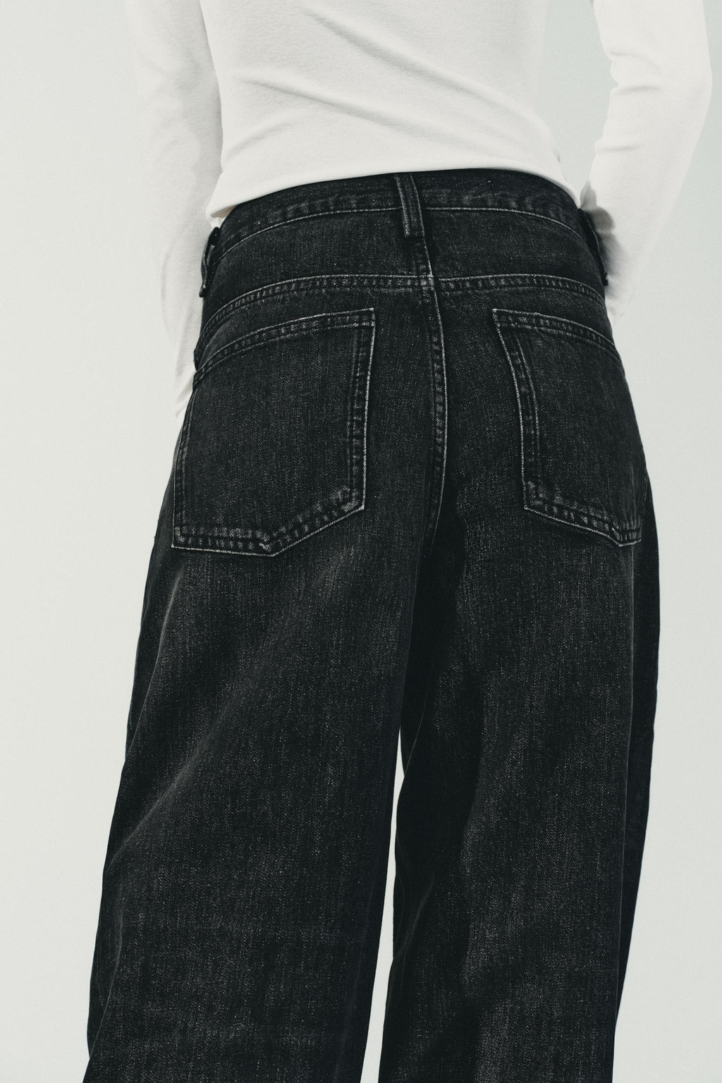 JEANS TRF WIDE LEG CINTURA CRUZADA TIRO ALTO / Negro - Zara фото 7
