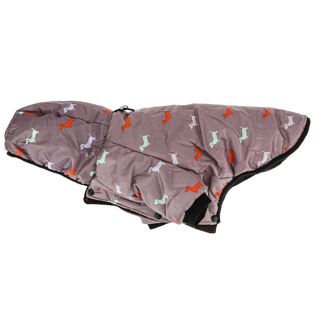 Пэт тойс (Pet toys) Одежда для собаки Куртка с капюшоном, с метал. кольцом, с принтом, на кнопках, р-р L, длина спинки 27см/обхват груди 38см/обхват шеи 32см, цвет-темно-бежевый, плащевка/синтепон/флис (100% полиэстер) (Китай) - Домашняя мода фото 7