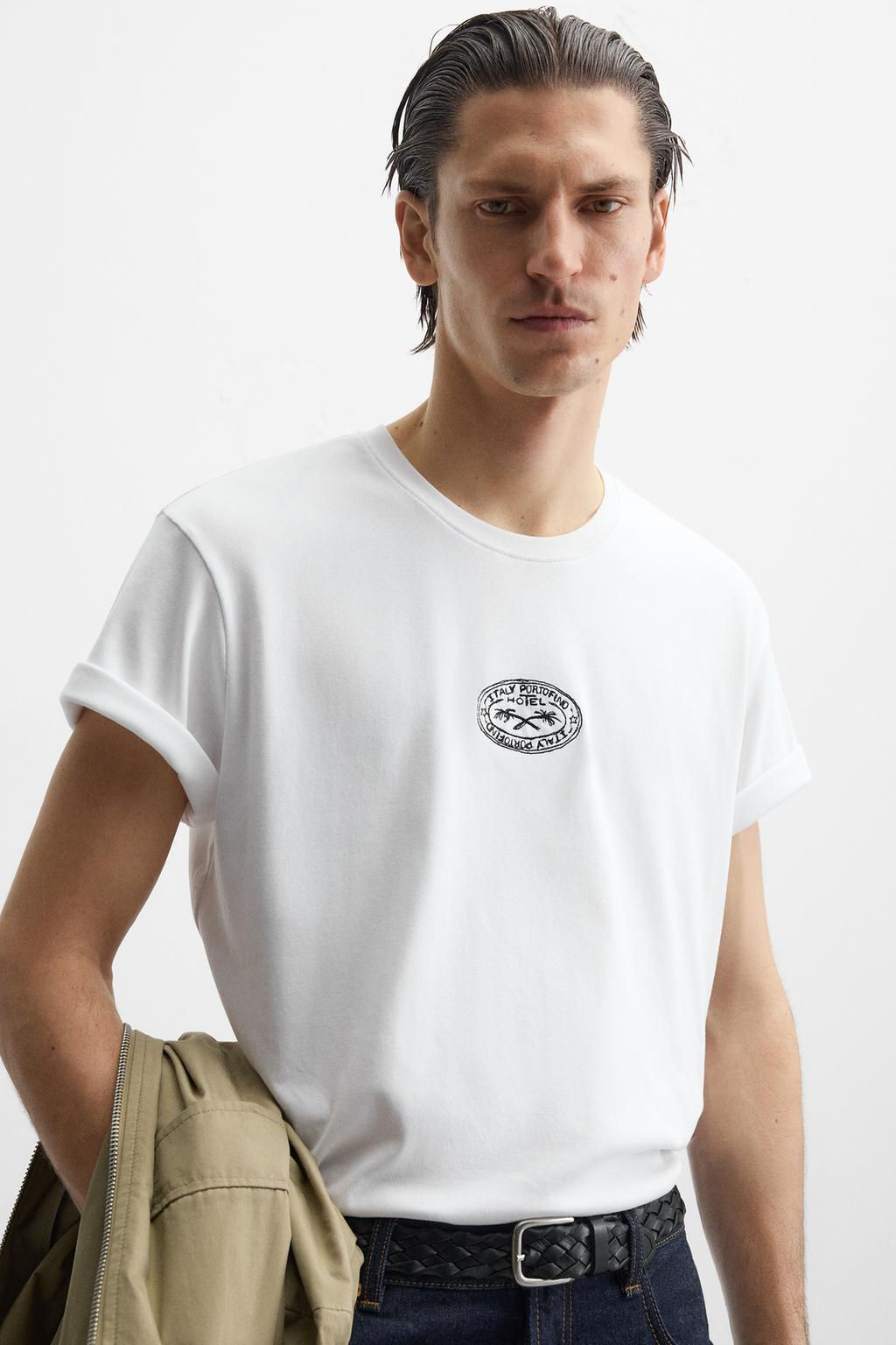 T-SHIRT WITH CONTRAST EMBROIDERY - Zara фото 6