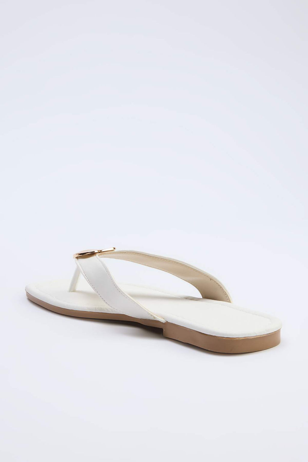 Beyaz Gold Toka Detayl? Kad?n Parmak Aras? Terlik