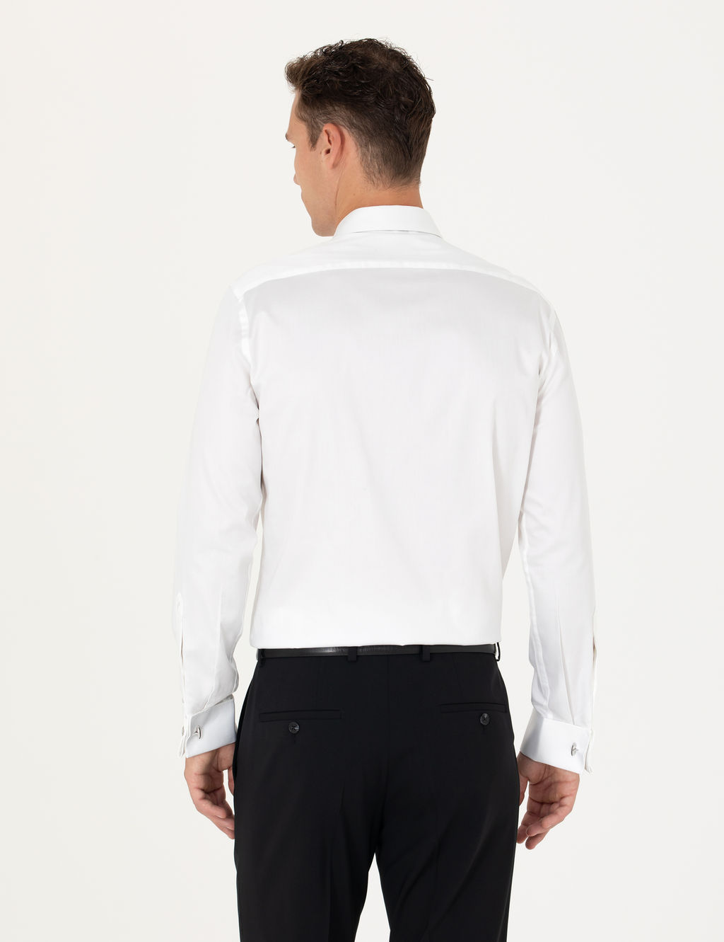 Beyaz Slim Fit Uzun Kollu Basic G_mlek