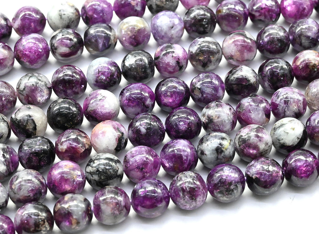 Бусины из лепидолита шарик 8мм, 39см, 46 бусин Радуга камня