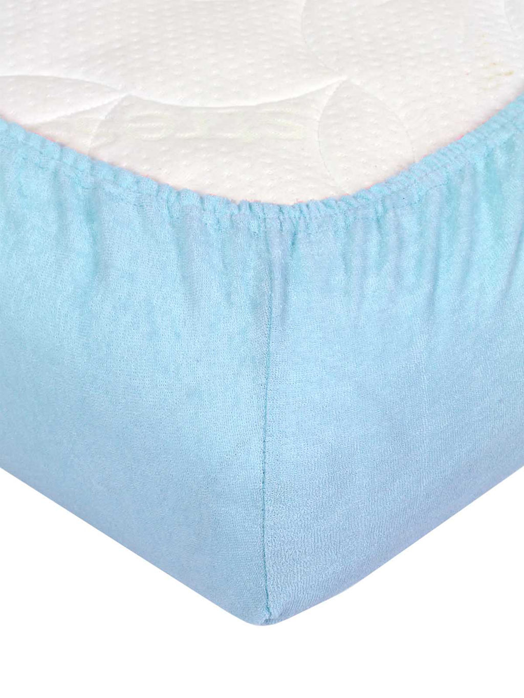 Простыня на резинке Махра - Голубой 140х200х20