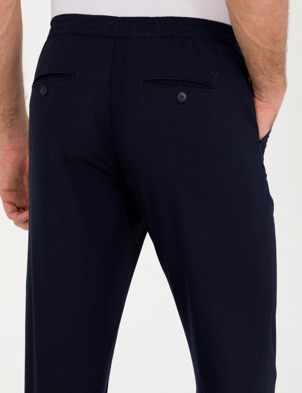 Темно-синие брюки из льняной ткани морковного кроя - Cacharel фото 14