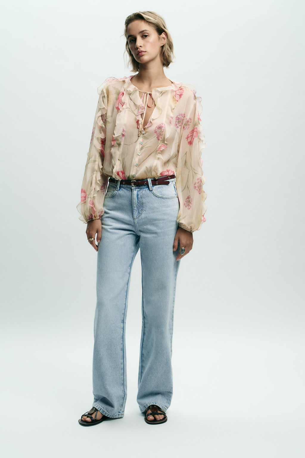 Z1975 REGULAR FIT HIGH-WAIST JEANS WITH BELT - Zara фото 20