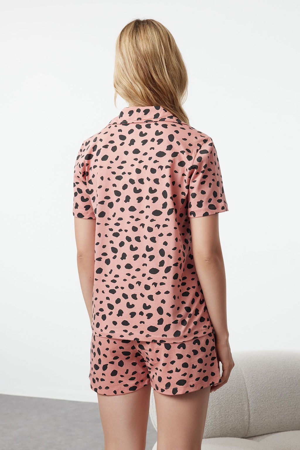 Trendyolmilla Cok Renkli %100 Pamuklu Leopar Desenli Sortlu Orme Pijama Tak?m? THMSS24PT00025  фото 14