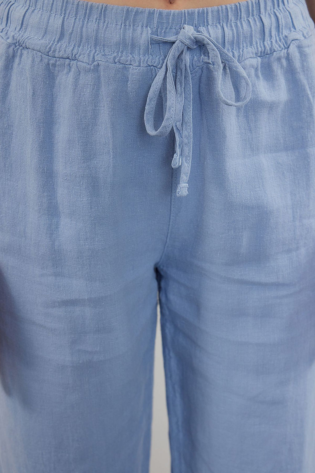 Lacivert %100 Keten Beli Lastikli Yuksek Bel Wide Leg Pantolon TWOSS24JE00249 - Trendyolmilla фото 27