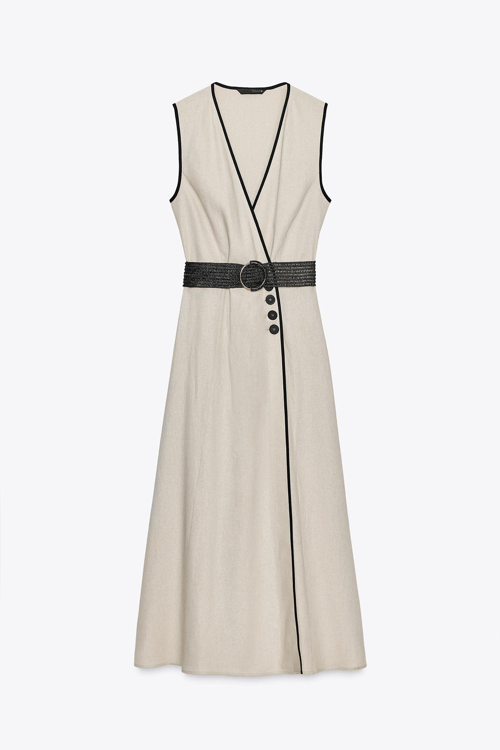 LINEN BLEND MIDI DRESS WITH BELT - Zara фото 12
