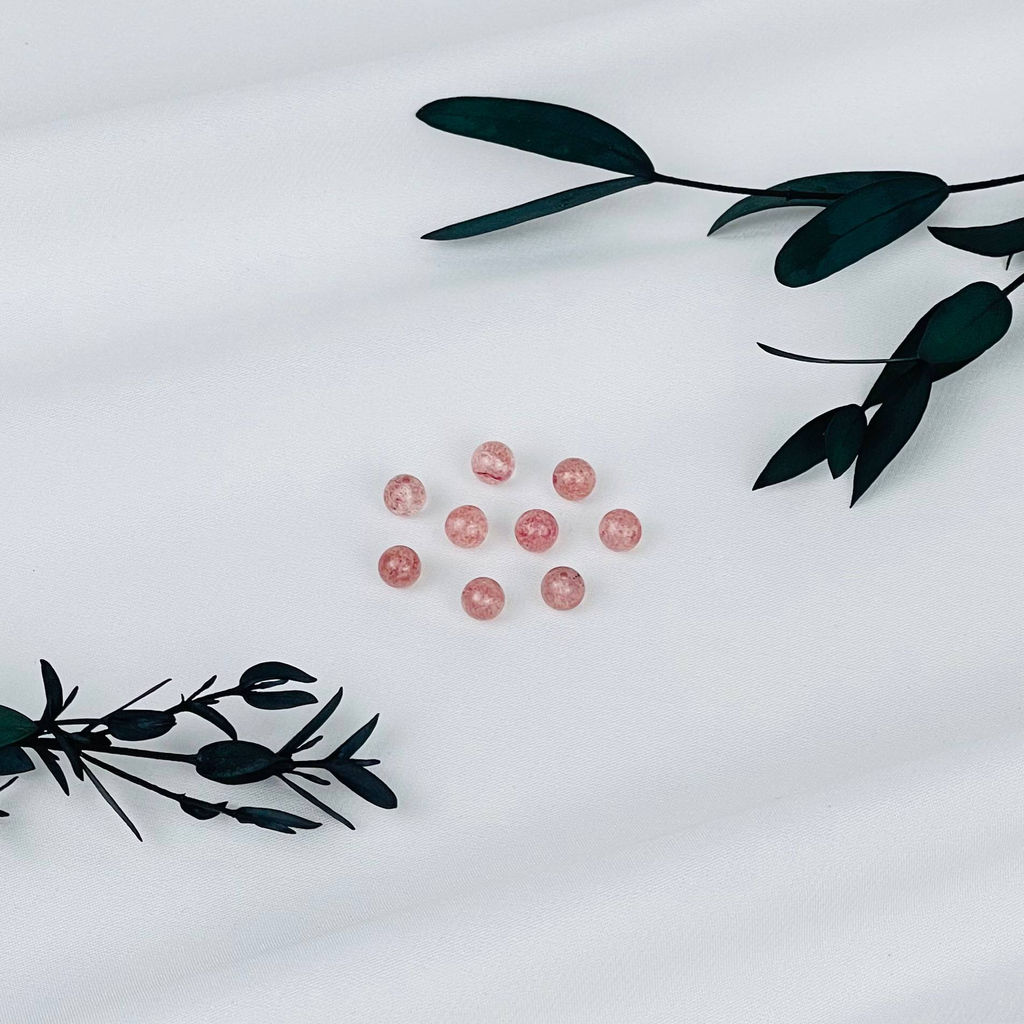 Бусины для украшений из Клубничного кварца (10 шт)