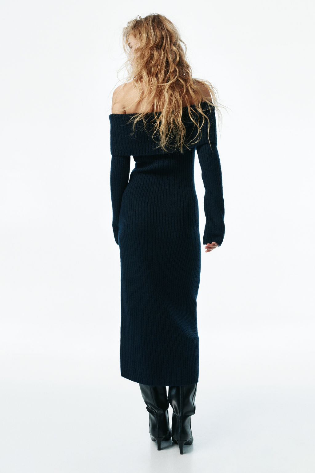 Vestido off-the-shoulder en punto de canal? - H&m фото 7