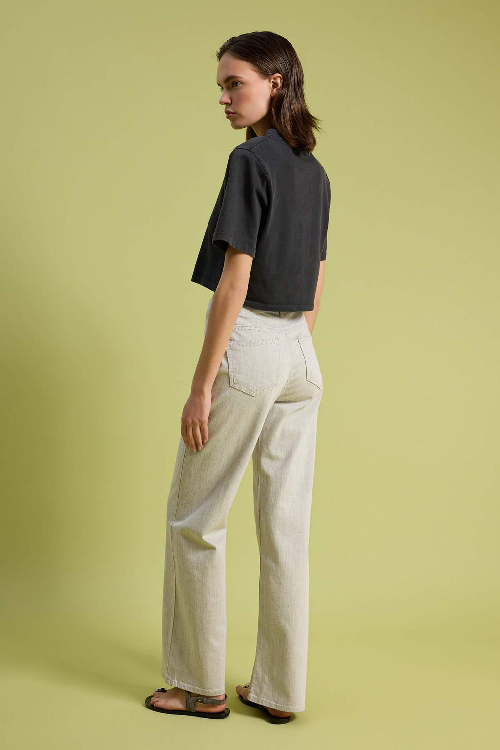 Ekru Yuksek Bel Wide Leg Genis Paca Dokulu Kumas Jeans TWOSS26JE00240 - Trendyolmilla фото 6