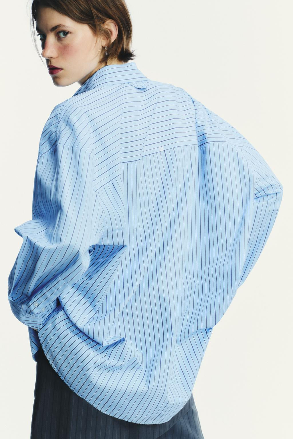 OVERSIZE STRIPED POPLIN SHIRT - Zara фото 4
