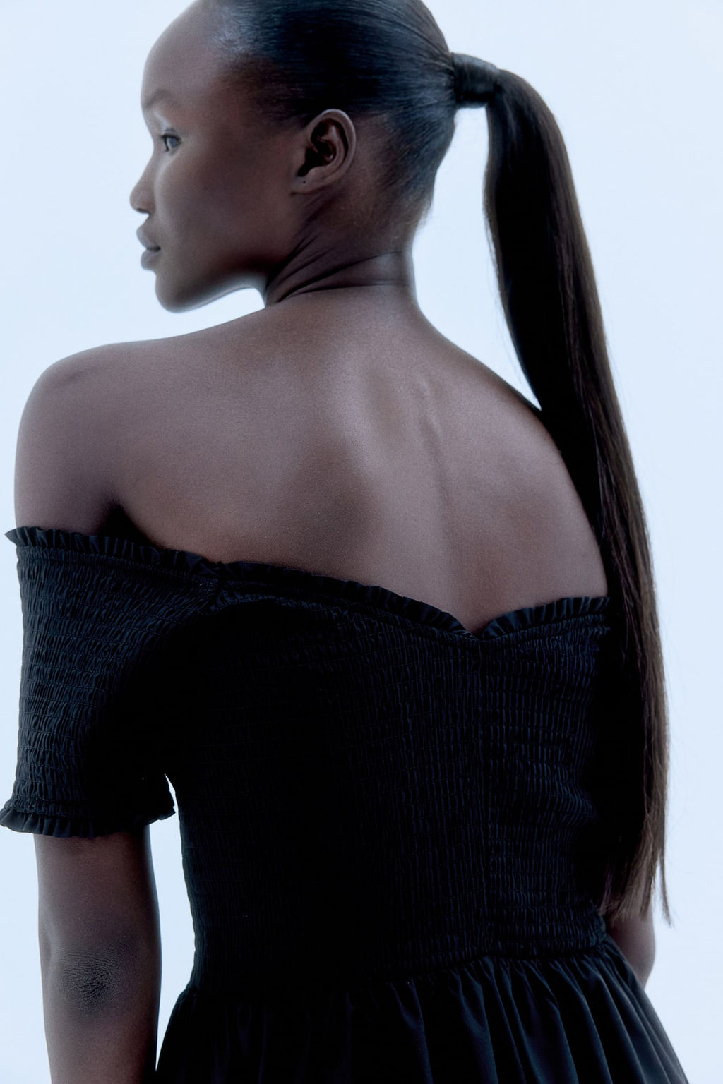 Vestido off-the-shoulder con cuerpo nido de abeja - H&m фото 4