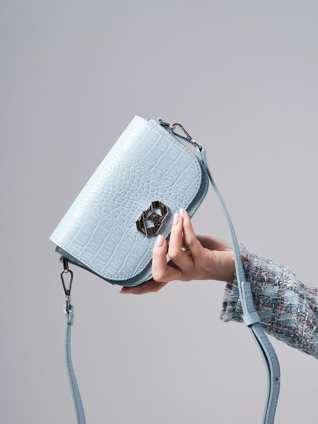 Сумка на плечо Deboro 30879 голубая вода/крок